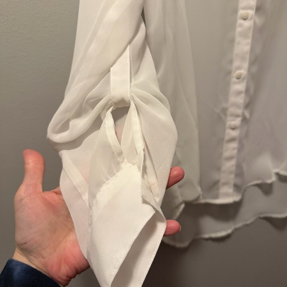 Decree sheer white blouse button up - Picture 5 of 6